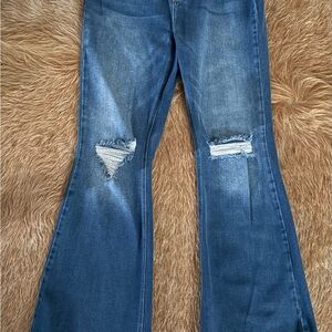 KanCan Dark Blue Distressed Flare Jeans